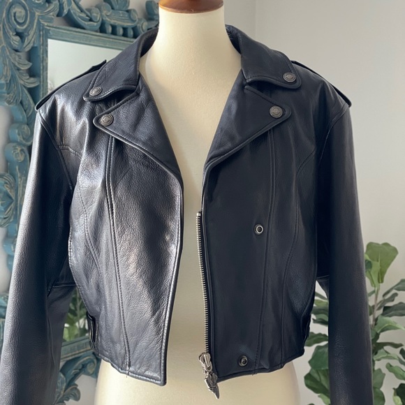 VTG Harley Davidson Cropped Leather Jacket - Picture 16 of 16